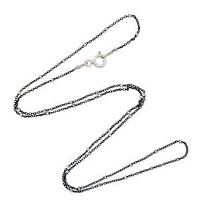 Estate Sterling Silver 925 1.5mm Oxidized Station Chain Necklace 18"